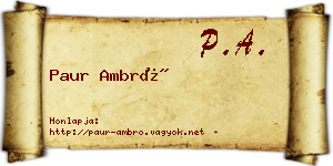 Paur Ambró névjegykártya